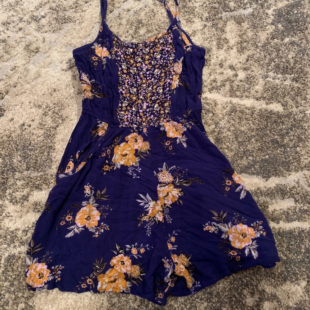 Blue floral romper